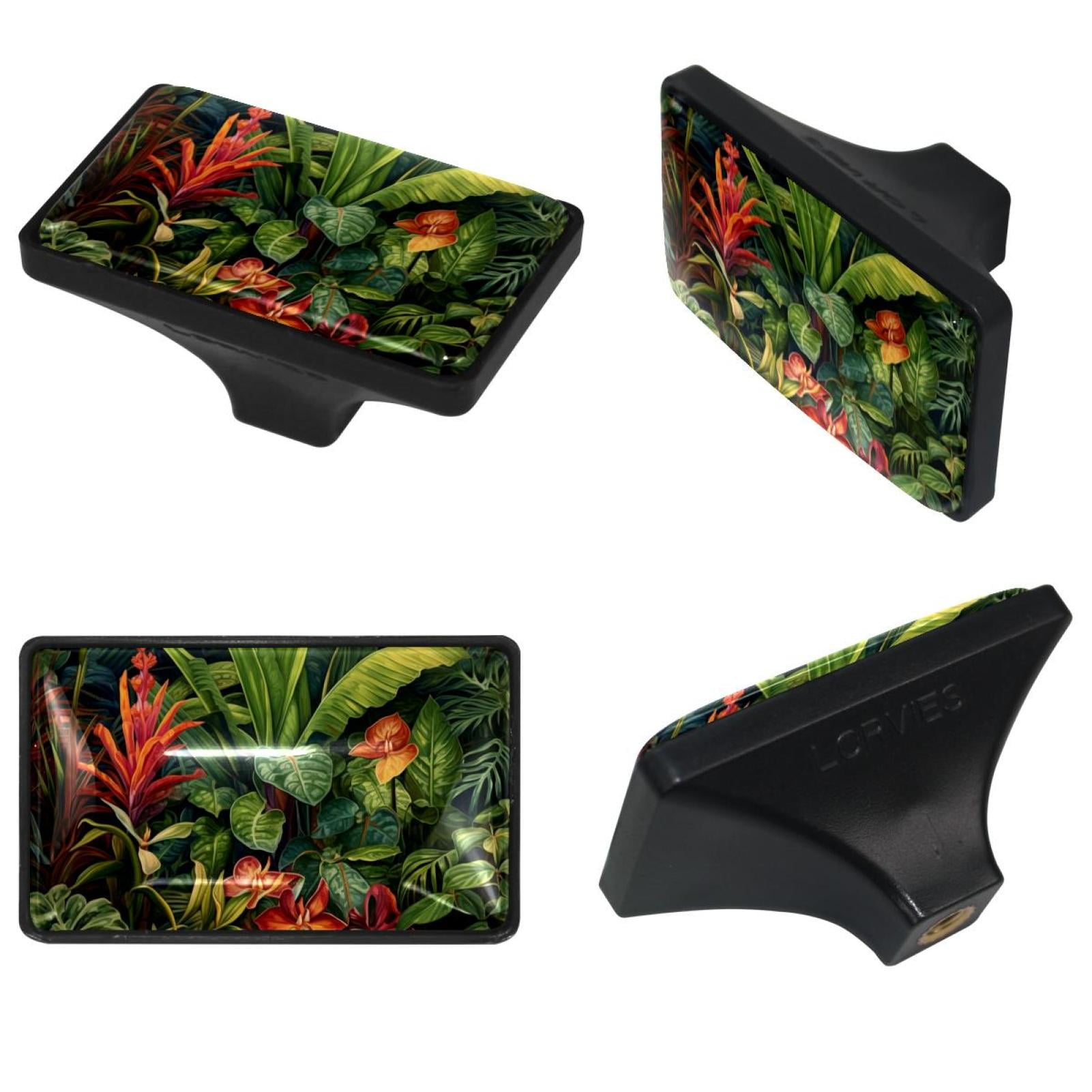 4 Pack Drawer Knob Pull Handle, Tropical Jungle Palm Flower Kitchen