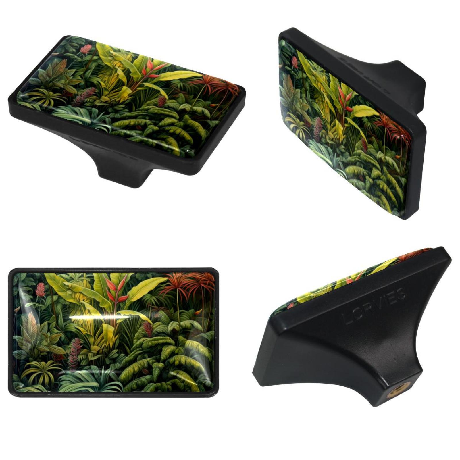 4 Pack Drawer Knob Pull Handle, Tropical Jungle Palm Flower Kitchen