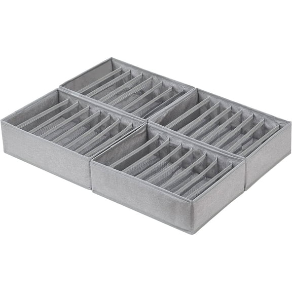 4 Pack Drawer Organizers for Clothing, 8 Grids Foldable Closet Organizers and Storage Bins for Bedroom, Dresser Organizer Boxes for Thin T-shirts, Tank Tops, Camisoles, Tights, Leggings