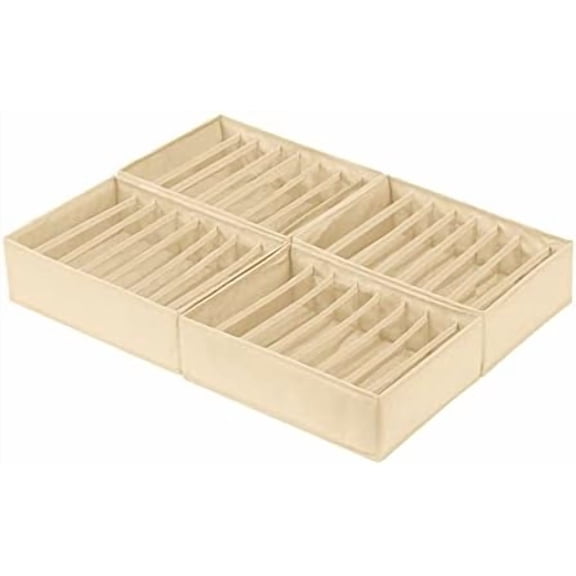 4 Pack Drawer Organizers for Clothing, 8 Grids Foldable Closet Organizers and Storage Bins for Bedroom, Dresser Organizer Boxes for Thin T-shirts, Tank Tops