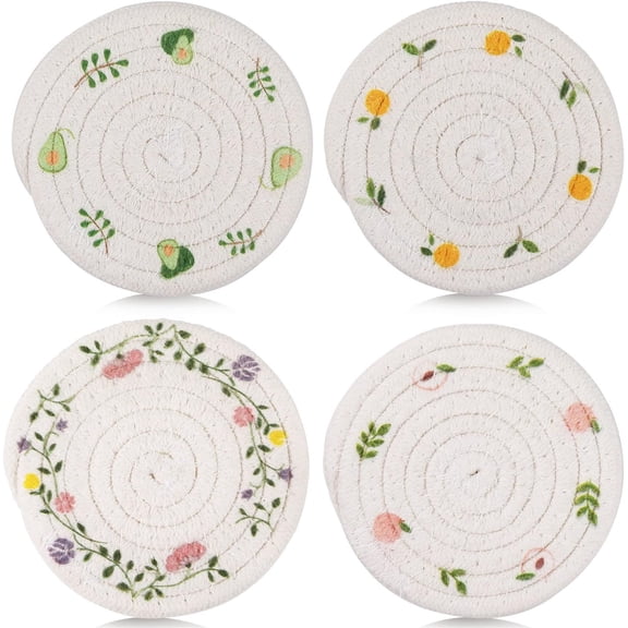 4 Pack Drink Coasters Handmade Braided Coasters,Woven Coasters for Table Protection Decorative Drink Mats Heat-Resistant Coasters for Coffee Bar Kitchen Restaurant Countertops