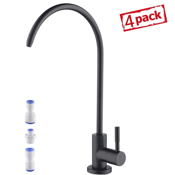 4 Pack Drinking Water Faucet Matte Black Kitchen Water Purifier Faucet for Non-Air Gap R.O. Water Filtration System