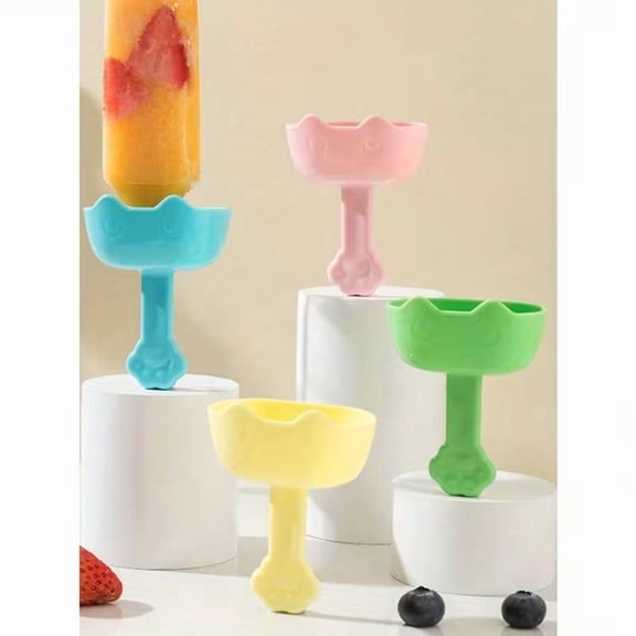 4-Pack Drip-Proof Popsicle Holders - Color-Coded Durable Plastic Ice Cream Molds for Kids