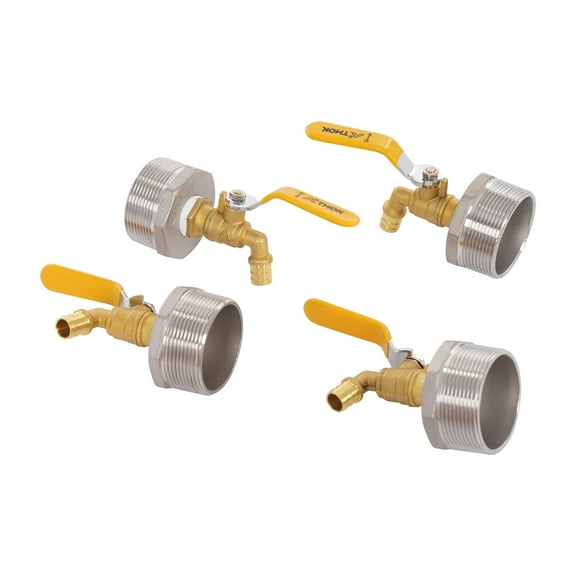 4 Pack Drum Faucet, Brass Barrel Faucet,Stainless Steel Barrel Faucet with Sealing Rings Rain Barrel Spigot for 55 Gallon Drum