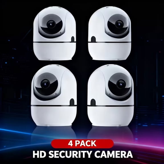 4-Pack Dual Band 2.4G/5G Indoor Security Camera, 355 Pan Tilt, Night Vision, Two-Way Audio, SD Card & Cloud Storage, Alexa Compatible