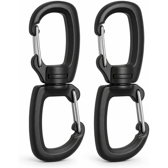 4 Pack Dual Carabiner Clips, 360-Degree Rotating Figure-8 Double Snap Hooks for Keys, Backpacks, Straps and Everyday Gear Organization