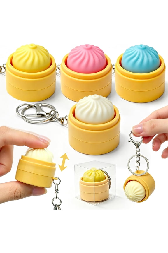 4 Pack Dumpling Keyboard Fidget ToyCrisp Sound, Stress Relief Cute Dumpling Fidget Clicker Keychain, Anxiety Toys for Adults at Work, Travel, HomeAnxiety Relief & Focus Boost