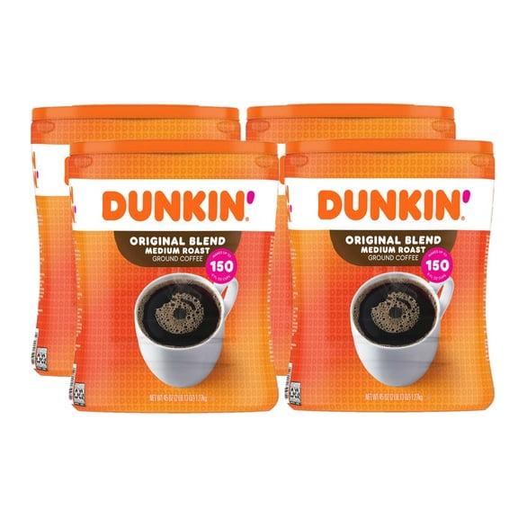 4 Pack | Dunkin' Donuts Original Blend Ground Coffee, Medium Roast, 45 oz