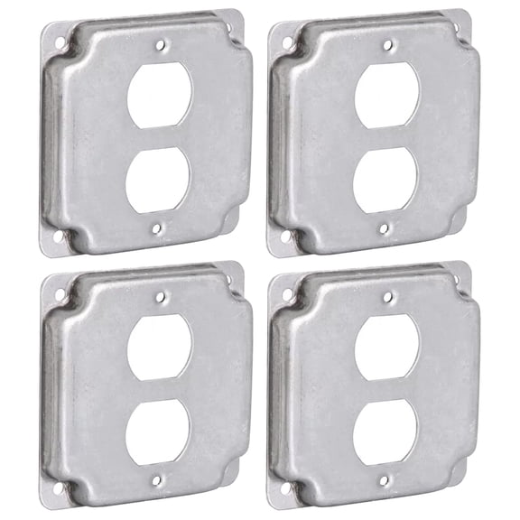 4 Pack Duplex Receptacles Electrical Box Cover 4" Square Galvanized Steel, 1/2" Raised, Exposed Work for Duplex Switches, Outlets and Receptacles Fits 4-Inch Junction Boxes