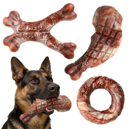 Dog Toys for Aggressive Chewers,Indestructible for All Breeds,3 Pack Tough Nylon Chew Toys to Keep Dogs Busy