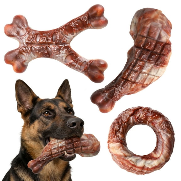 Dog Toys for Aggressive Chewers,Indestructible for All Breeds,3 Pack Tough Nylon Chew Toys to Keep Dogs Busy