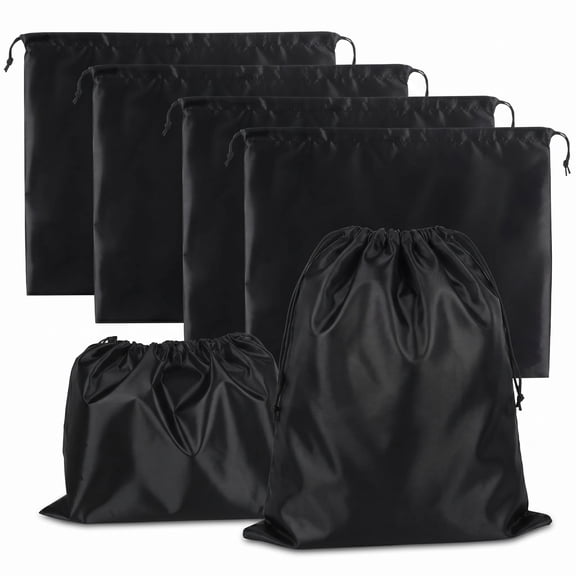 4 Pack Dust Bags for Handbags, Dust Cover for Purses Cloth Shoes, Silk Large & Middle Daily Travel Storage Pouch Dustproof Drawstring Bag (Black, 2 PCS, 24 x 20, 2 PCS, 19.5 x 16)