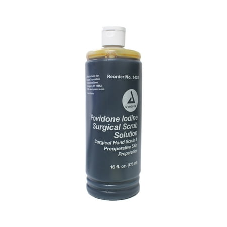 4 Pack Dynarex Povidone Iodine Surgical Scrub Solution, 16oz Each