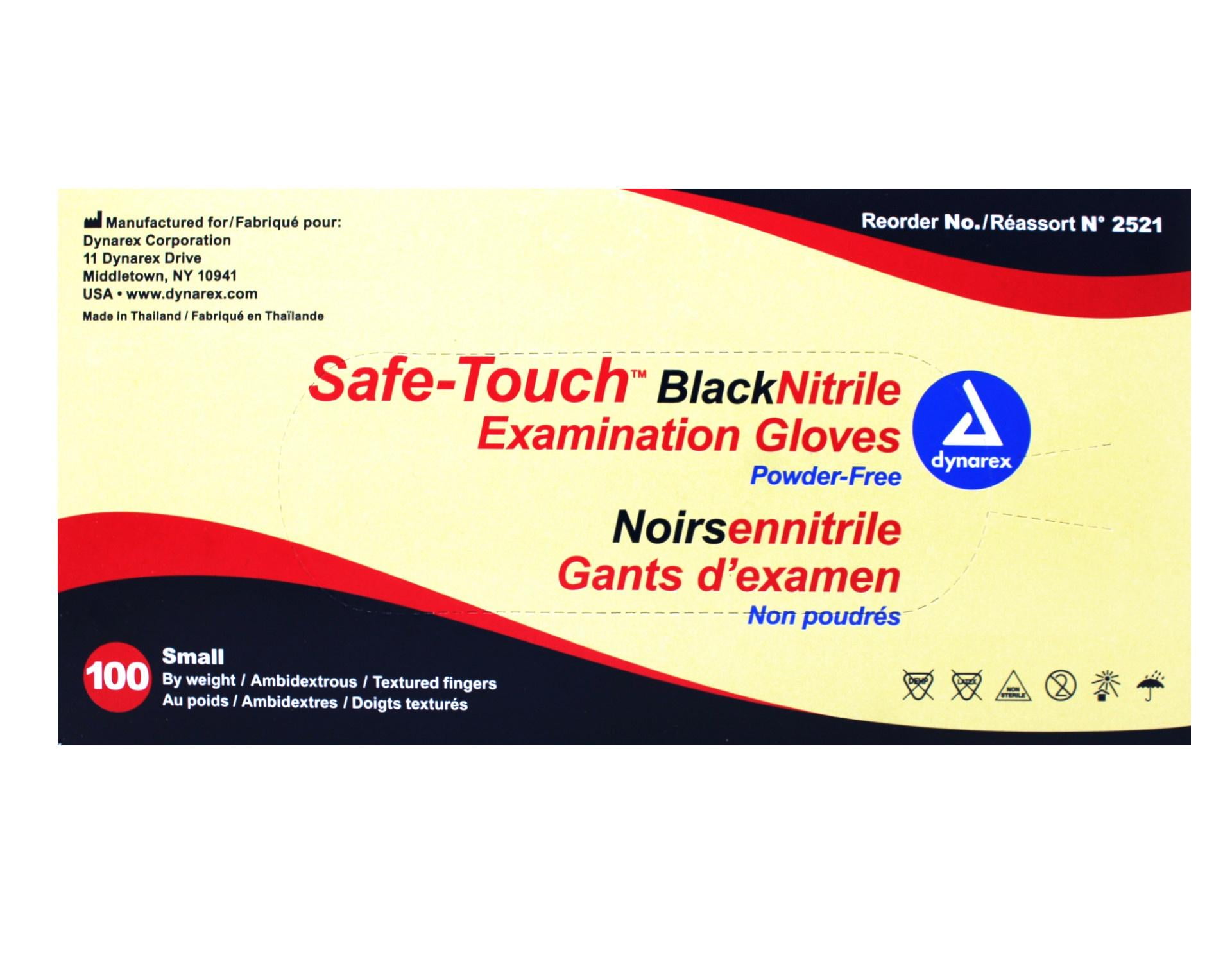 4 Pack Dynarex SafeTouch Black Disposable Nitrile Exam Gloves
