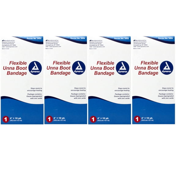 4 Pack- Dynarex Unna Boot Flexible Non-Sterile Bandage 4 Inches x 10 Yards Each