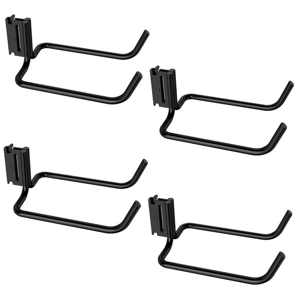 4 Pack E Track Double J Hooks, Heavy Duty Steel E Track Tool Holder and Accessories for Trailers, Trucks, Garage, Warehouse, Shovel Hanger for Long Handled Tools