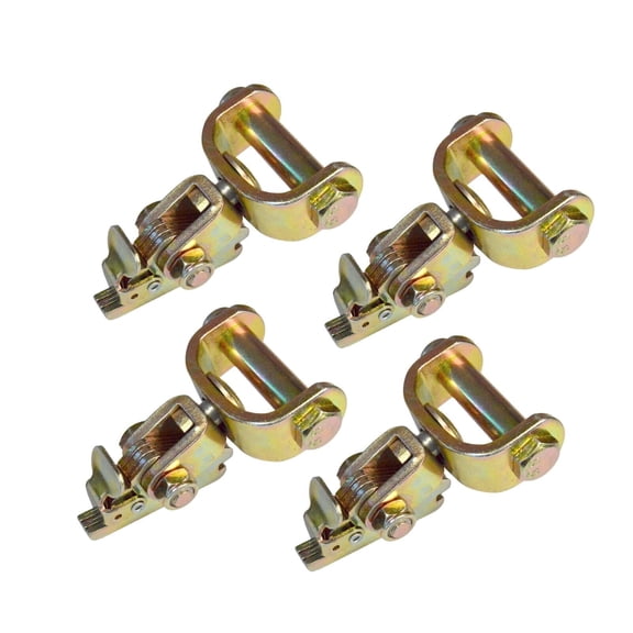 Mega Cargo Control 4 pack 2 " Heavy Duty Steel Yellow Galvanized E-Track Swivel Idler Anchors – 1,666 lb Wll