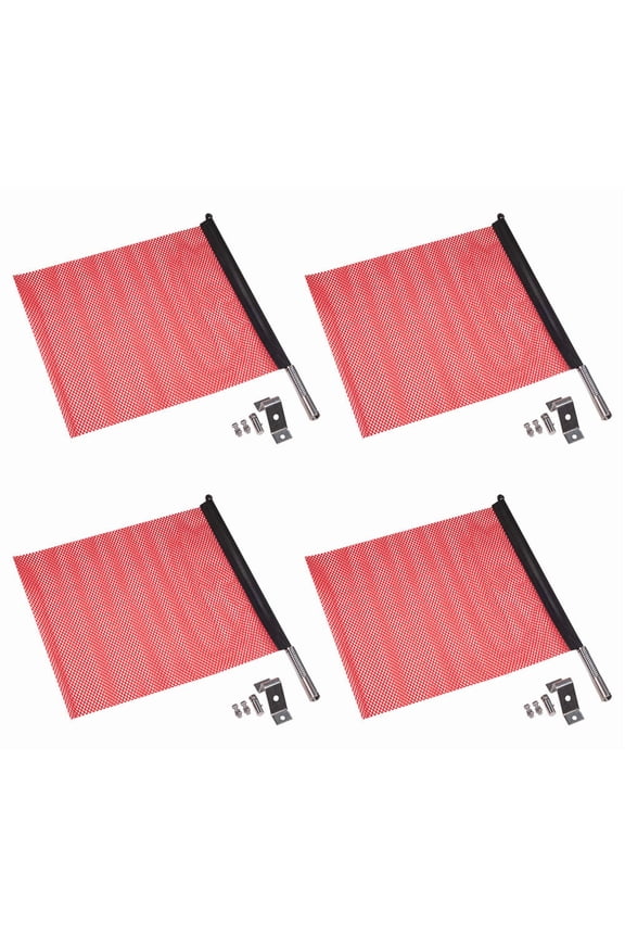 (4 Pack) EZ Mount Warning Flag Red 18" x 18" Spring Loaded Quick n Easy Disconnect