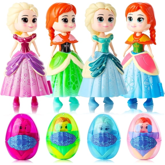 4 Pack Easter Basket Essentials Fillers Gifts Jumbo Princess Eggs,Deformation Prefilled Toys for Kids Toddler Boys Girls ,Easter Party Favors Surprise Eggs