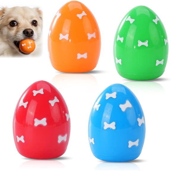 4Pack Easter Egg Dog Toys,Soft Bouncy Squeaky Fetch Balls,Interactive Puppy Toys for Small Dogs,Indoor & Outdoor Play