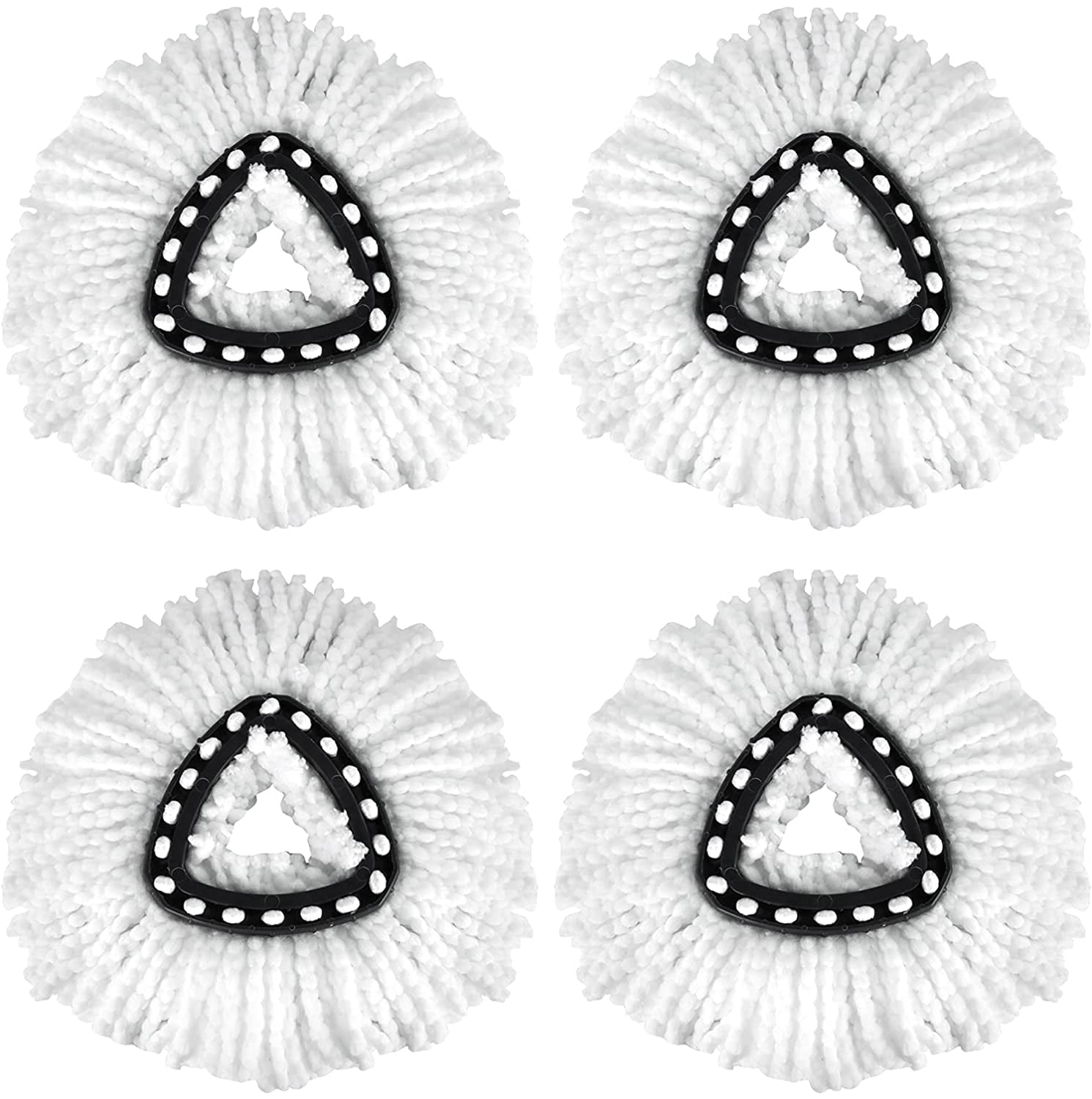 4-Pack Microfiber Spin Mop Replacement Heads - Compatible With Easywring & Similar Spin Mops For Deep Cleaning