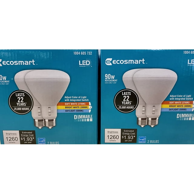 4Pack EcoSmart 90Watt BR30 Dimmable LED Light Bulbs with Floodlight