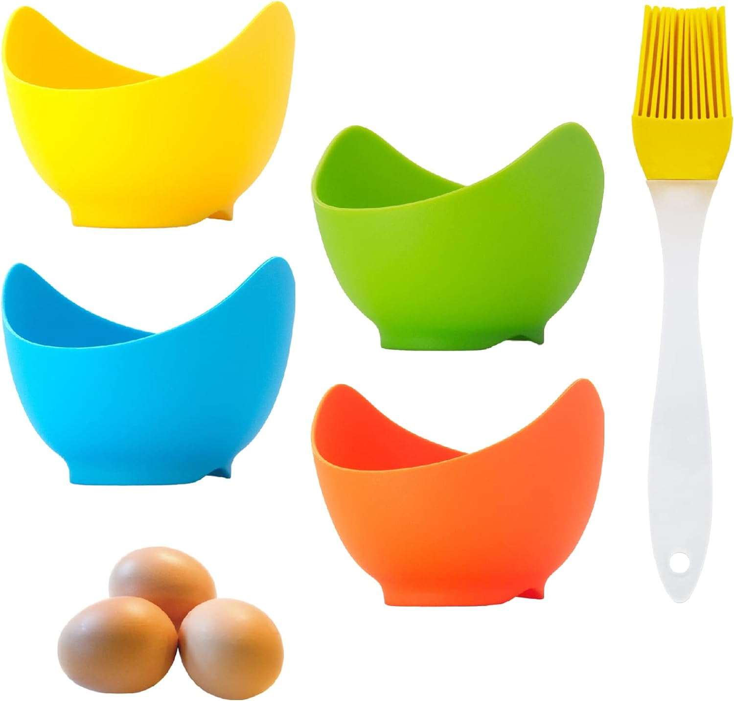 4 Pack Egg Poachers, Silicone Egg Poacher Cups Nonstick Egg Poaching Cups Poached Egg Cooker for