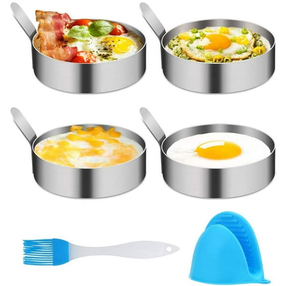 4 Pack Egg Ring,Egg Mold Ring Non Stick Stainless Steel 3.5Inch Egg Mold Egg Rings for Frying Eggs Pancake Sandwich Cooking Beefsteak Griddle Kitchen Gadgets for Breakfast
