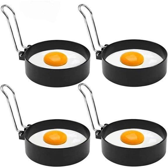 4 Pack Egg Rings Mold for Cooking, Stainless Steel Round Egg Cooker Ring Nonstick Fried Egg Maker Molds Shaper Breakfast Household Kitchen Eggs Tool for Pancake, Sandwich