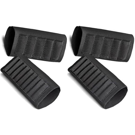 4-Pack Elastic Buttstock Ammo Holder Set for Shotguns and Rifles, Black Tactical Shell Pouch