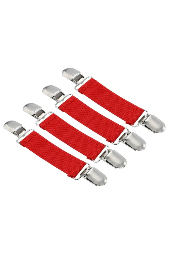 4 Pack Elastic Hat Clips, Travel Mitten Clip Dress Back Cinch Clips for Women Shawl Cardigan Collar Sweater Scarf, Red