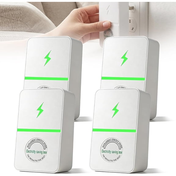 4 Pack Electricity Saving Box, Stopwatt SmartPlug Device, Energy Saver Plug, Power Factor for Home Office US Plug 90V-250V 30KW