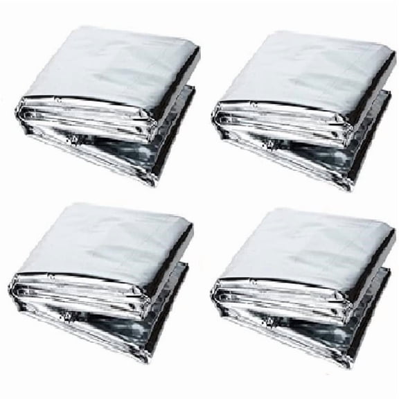 4-Pack Emergency Camping Blankets, 51x83 Inch Size, Reusable Double-Sided Thermal Space Blanket, Polyester Material