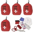 thumbnail image 1 of Emergency First Aid Kit – CPR Rescue Mask & Pocket Resuscitator with One‑Way Valve, EMT Trauma Scissors, Tourniquet, Gloves, Antiseptic Wipes & More - Red 4 Pack, 1 of 1