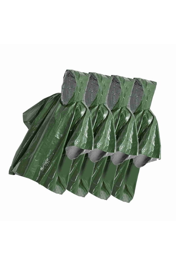 4 Pack Emergency Rain Poncho Thermal Blanket Poncho Weather Proof Outdoor Survival Camping Gear