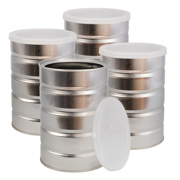 4-Pack Empty Metal Coffee Tins, Versatile Containers for Kitchen Organization, Baking, and Coffee Storage
