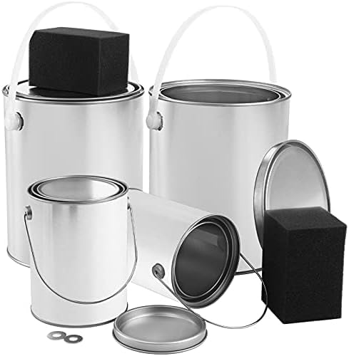 4 Pack Empty Paint Can, Gallon & Quart Unlined Paint Pails, Metal ...