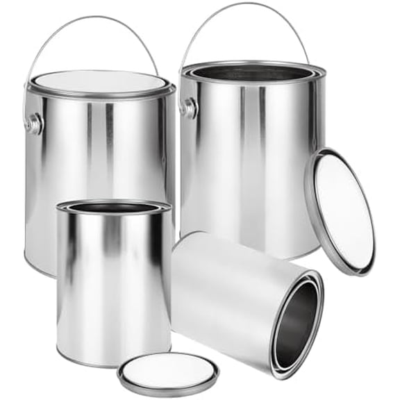 4 Pack Empty Paint Cans 1 Gallon Paint Can with Lids & Handles (2)  2 Quart Paint Cans with Lids (2) Paint Bucket for Painting Metal Paint Pail Paint Containers for Leftover Paint Storage