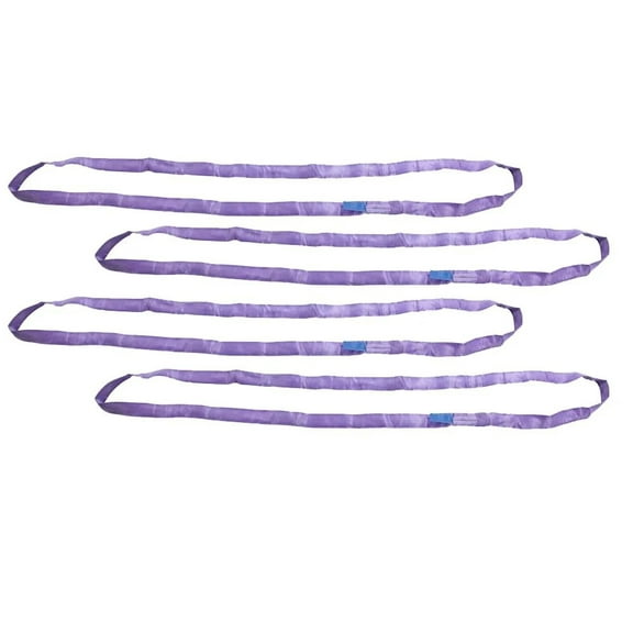 (4 Pack) Endless Round Sling 6' Purple 2600# Vertical, 2100 # Choker, 5200 # Basket Crane Rigging Hoist Wrecker Recovery