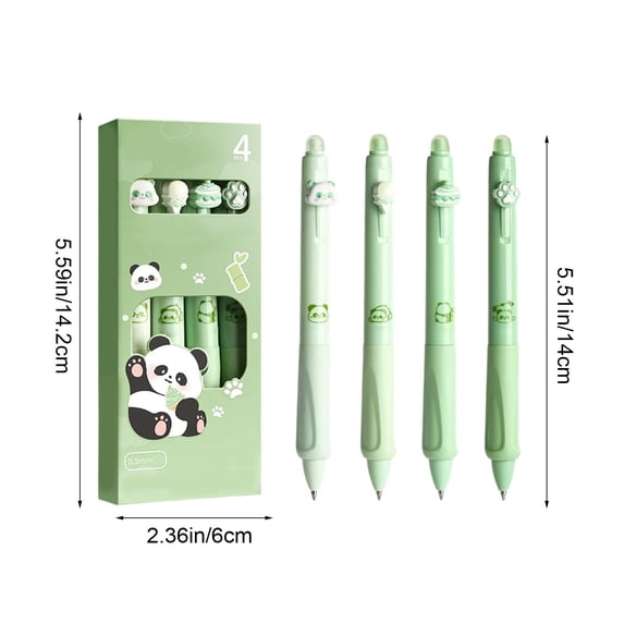 4 Pack Erasable Gel Pens with Built-in Eraser, Green Barrel, Medium Point (0.5mm), Black Gel Ink Pens for Home, Office, Journaling, Writing, Note-Taking, Teacher Supplies