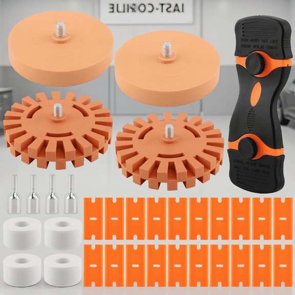 4 Pack Eraser Wheel Decal Remover, 2pcs 3.5 Inch and 2pcs 4 Inch Rubber Drill Attachment for Vinyl Sticker Removal