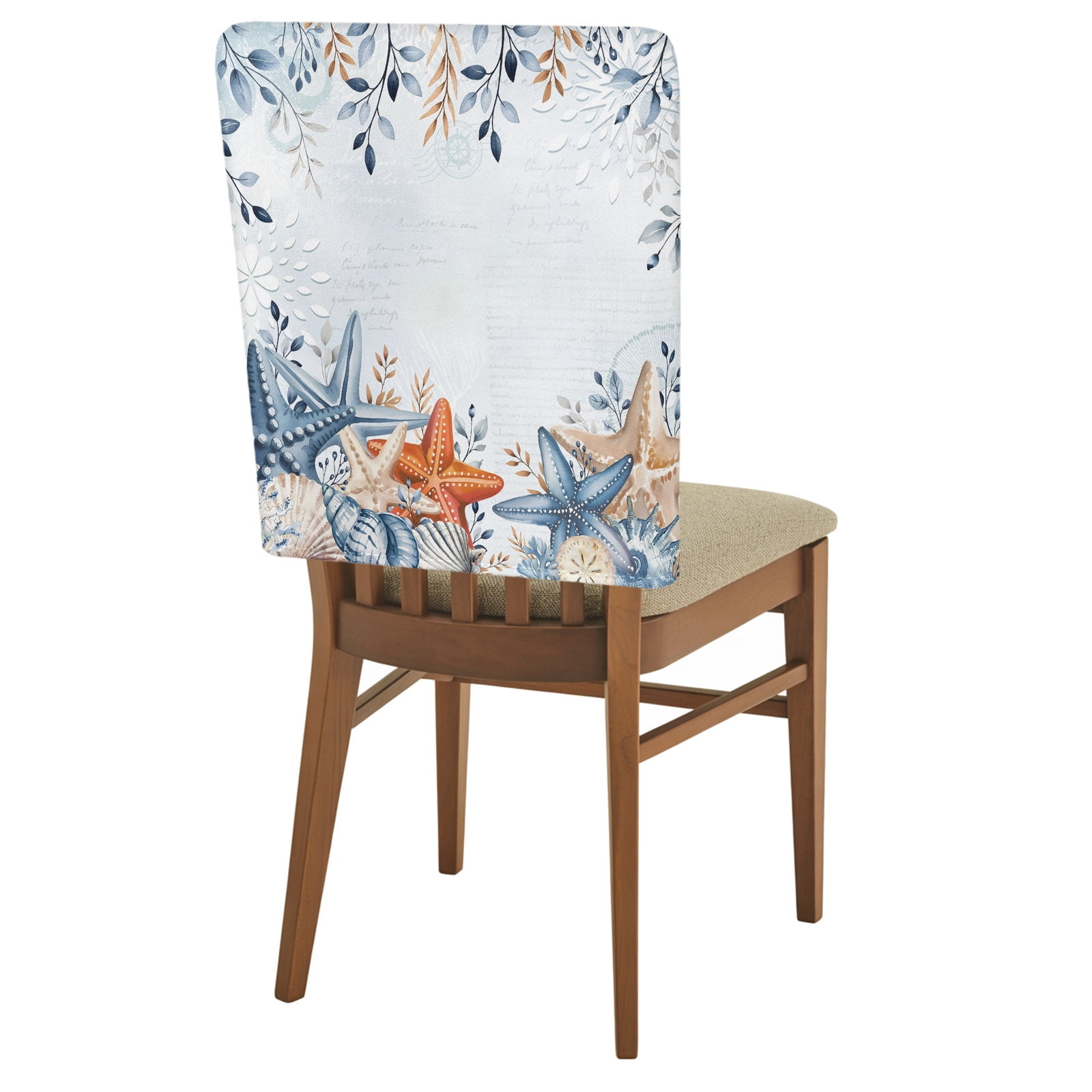 4 Pack Eucalyptus Leaves Starfish Chair Back Covers Shells Summer Ocean ...