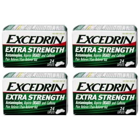 4 Pack- Excedrin Pain Relief Caplets, Extra Strength 24 Each
