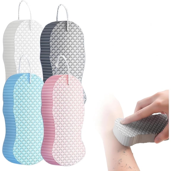 4-Pack Exfoliating Bath Sponges - Gentle Scrubbing Shower Pouf for Body Buffing and Cleansing - Leaves Skin Feeling Soft and Refreshed - Multi-Color Set