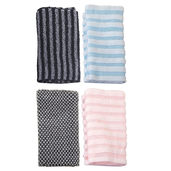 4 Pack Exfoliating Washcloth Towel,Exfoliating Body Scrubber,Back Scrubber for Shower,Body Exfoliator Sponge Net Sponge Rag Scrub Wash Cloth for Men Women Shower Bath,39.3''x9.4''(Blue)
