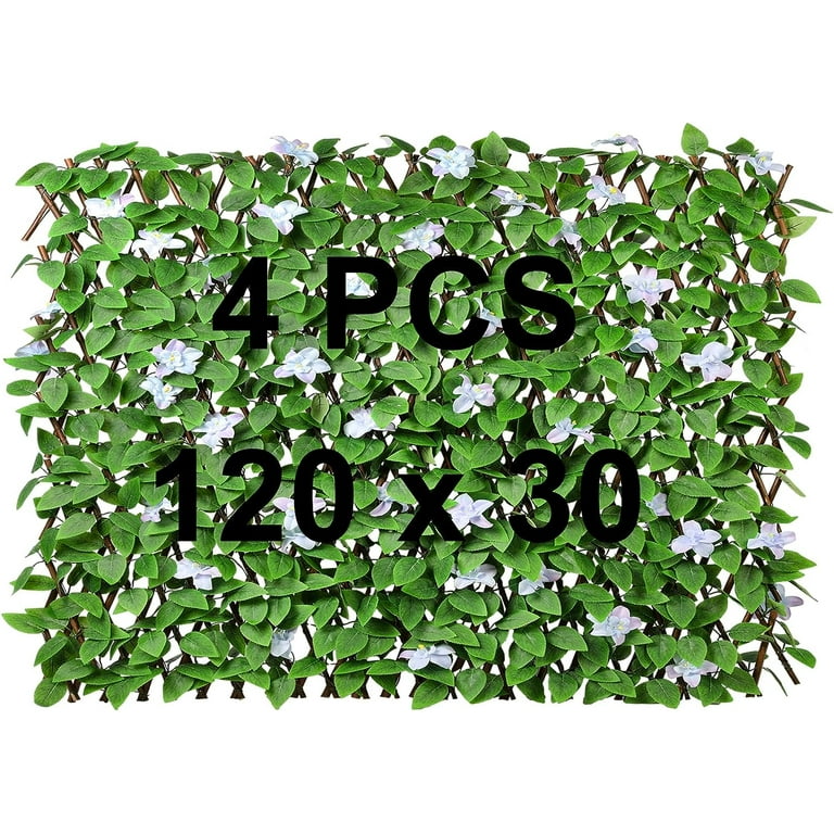 4 Pack Expandable Faux Ivy Fence with Blue & Purple Lilacs