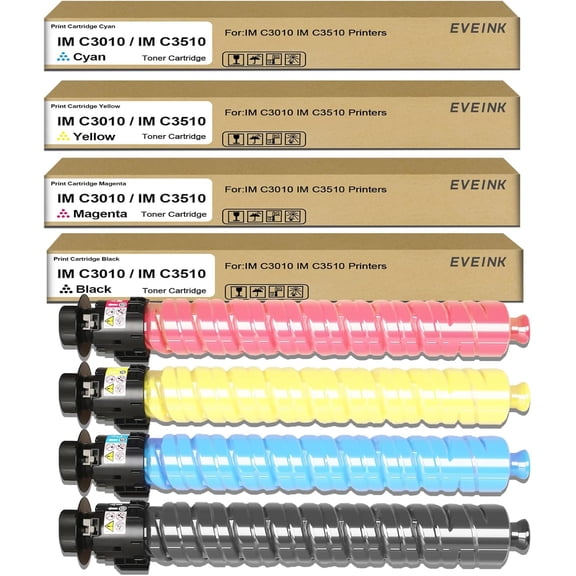 4 Pack Extra High Yield IM C3010 Toner Cartridges 842550 842551 842552 842553 Compatible with Ricoh IM C3510 IM C3510SD Color Multifunction Copiers