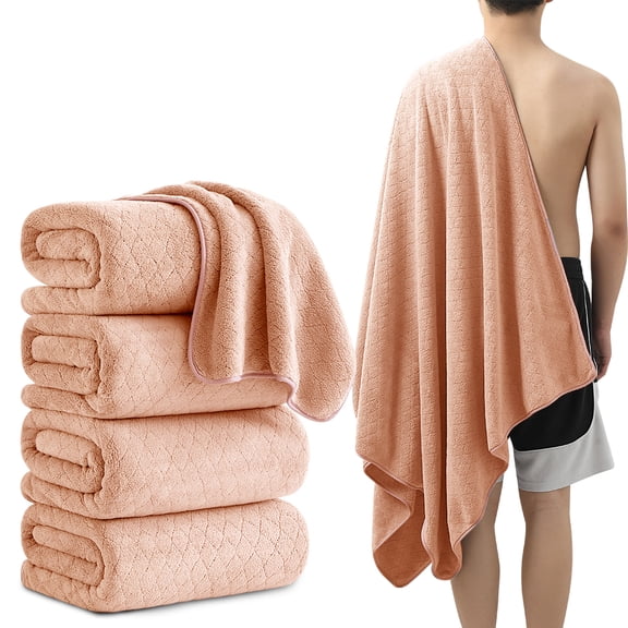 4 Pack Extra Large Bath Towels 35"x 70" Quick Dry Oversized Bath Towels Ultra Soft Microfiber Bath Sheets Highly Absorbent Bulk Towels Set for Bathroom Spa Hotel(Dark Orange)