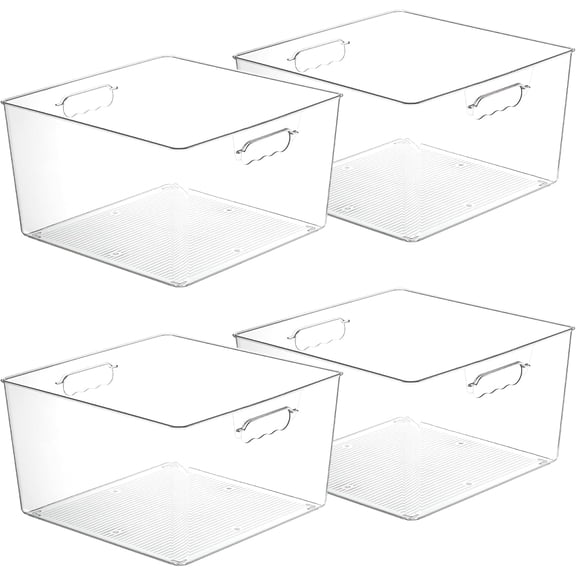 4 Pack Extra Large Clear Storage Bins, 13x13 Cube Organizer