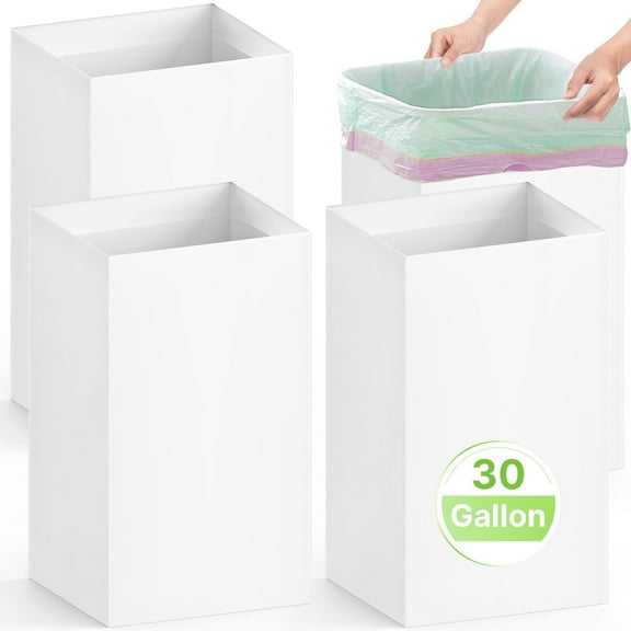 4 Pack Extra Large Disposable Trash Cans, Reusable Portable Garbage Can, 30 Gallon (30" H x 14" W x 14" D), Extra Thick Recycled Cardboard Portable Garbage Can and Recycling Bins.